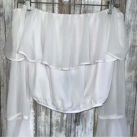 NWT Show Me Your Mumu Love Spell white Ruffle Crop Top Revolve - Picture 5 of 7